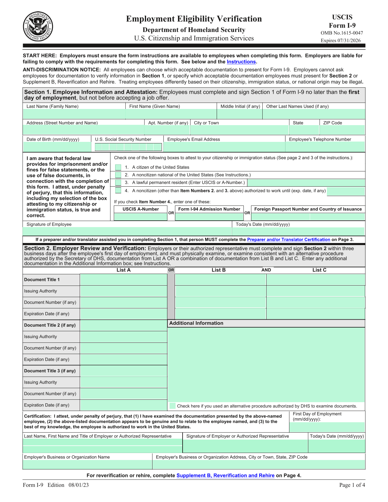 USCIS I-9 screenshot